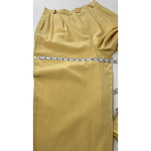 Spring Soft Butter Yellow Silk Pleated High Waisted Pants Womens Pants 26 x 29 - Picture 13 of 16